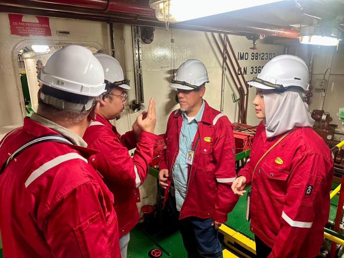 NESB management inspecting vessel systems aboard a seismic support vessel